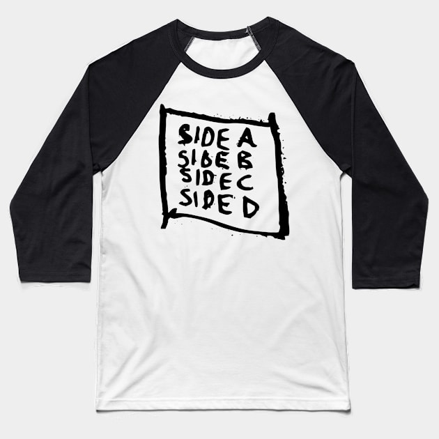 Side A Side B Doodle Black Baseball T-Shirt by Mijumi Doodles